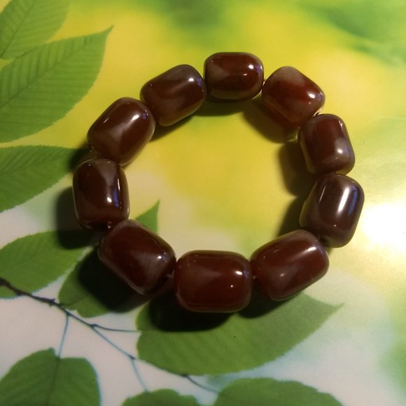 RARE Vintage y2k Tibetan Dzi 'sky bead' stretchy bracelet NWOT - Picture 4 of 6